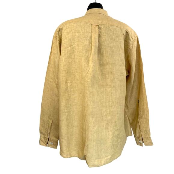 Lorenzini Linen Button Up Shirt Barneys New York Yellow Summer - Picture 7 of 7